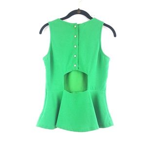 Skies Are Blue • Bright Green Open Back Peplum Top